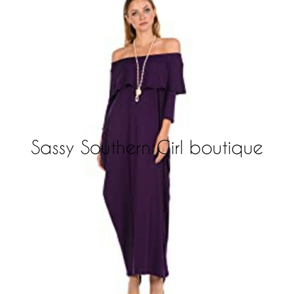 ⭐🆕 Boho Olive green off shoulder maxi dress - Picture 6 of 9